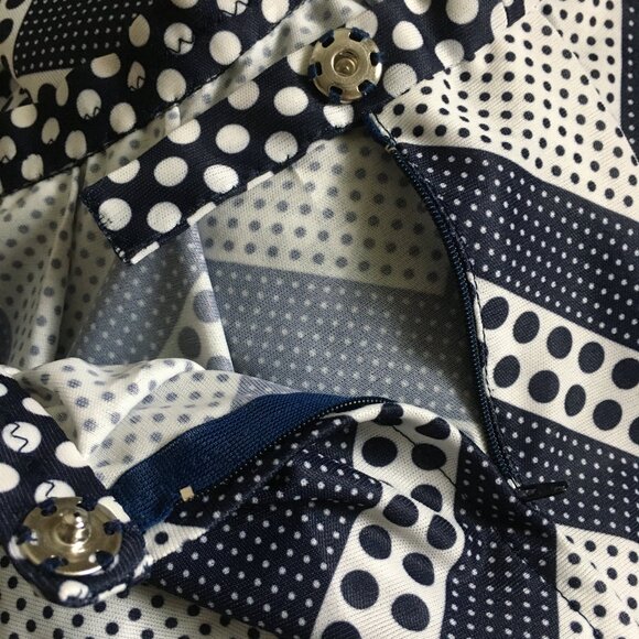 Vintage Handmade Zig-zag & Polka Dots Pleated Midi Skirt - Picture 5 of 14